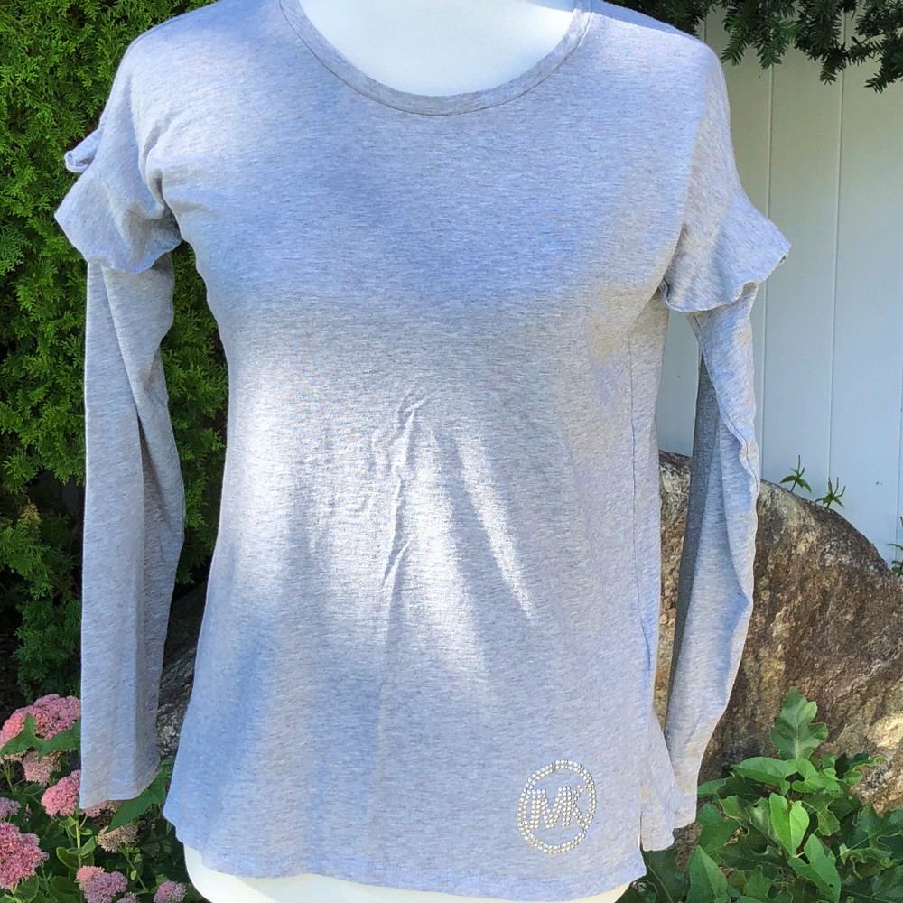 MK Gray Long Sleeve Tee w/ Embellishment on Bottom
